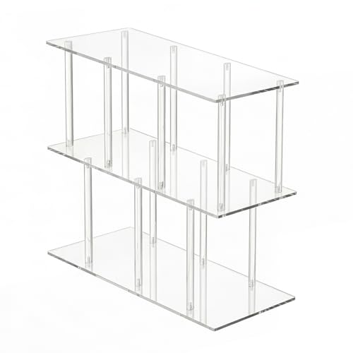 3-Tiers Acrylic Bookshelf 11.8''D X 47.2''W X 24.6''H Horizontal Bookshelf with Large Storage Cube Organizer Shelf Easy Assembly for Home Office Living Room Bedroom