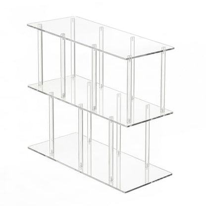 3-Tiers Acrylic Bookshelf 11.8''D X 47.2''W X 24.6''H Horizontal Bookshelf with Large Storage Cube Organizer Shelf Easy Assembly for Home Office Living Room Bedroom