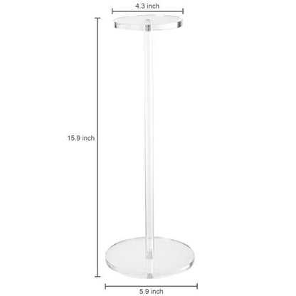 MyGift 16-Inch Cowboy Hat Rack Stand and Wig Holder, Decorative Baseball Cap Organizer, Fedora Display with Pedestal and Sturdy Round Base, Clear Premium Acrylic