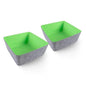 Three by Three Seattle Tapered Felt Storage Bins 2-Pack 9x9 Charcoal/Green | Recycled felt tapered bins; soft non-scratch; 5"x5" fits most drawers; organize desk, office, bathroom, bedroom & entryway - color: Charcoal/Green