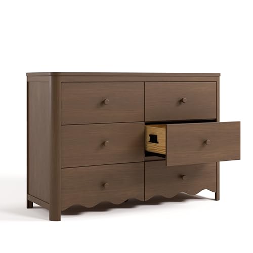 Storkcraft Casablanca 6 Drawer Dresser, Hazelnut | GREENGUARD Gold Certified, Brown Dresser for Bedroom, Kids & Nursery Storage Chest, Safety Interlocking Drawers, Kids Bedroom - color: Hazelnut, style: 6 Drawer Dresser