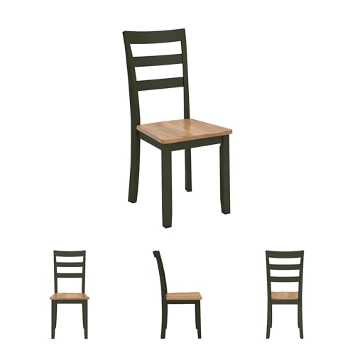 Signature Design by Ashley Gesthaven Green Dining Chairs Set of 2, Ladder Back Wood Kitchen Chairs, Natural Mango Wood Seat, Casual Seating for Dining Rooms - color: Light Brown & Green