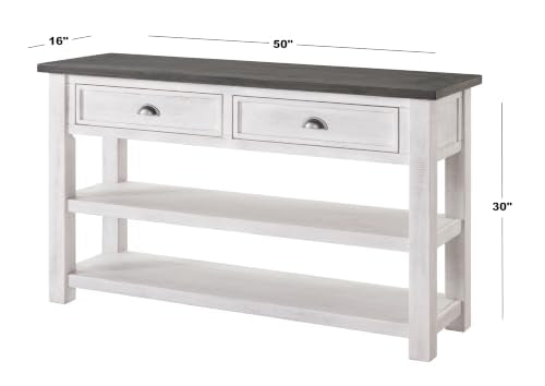 Martin Svensson Home Monterey Solid Wood Sofa Console Table White with Grey Top - color: White With Grey Top