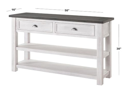 Martin Svensson Home Monterey Solid Wood Sofa Console Table White with Grey Top - color: White With Grey Top