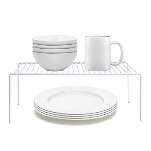 Redrubbit Large (15.7 x 9.4 Inch) Cabinet Storage Shelf Rack, Set of 6, Rustproof, Minimalist, White, Metal Steel, 6 Shelves, Kitchen, Bathroom, Bedroom, Freestanding, No Assembly Required - color: White