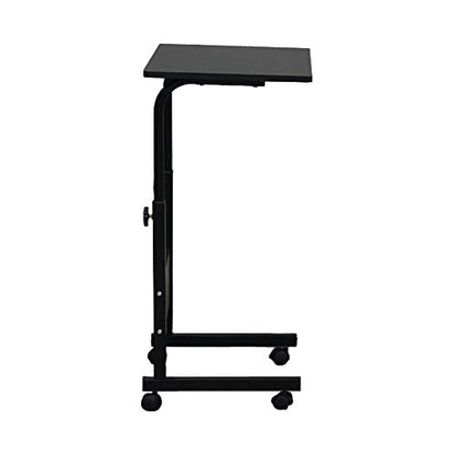 Karl home Mobile Side Table 31.5 inch Computer Desk with Wheels Height Adjustable Rolling Potable Laptop Cart, C-Shaped Bed Couch Sofa End Tables with Edge Stopper for Livingroom Bedroom, Black - color: Black, size: 31.5"+No Power Sockets