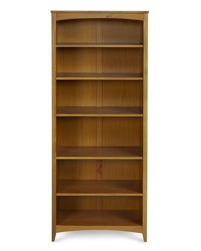 Camaflexi Shaker Style 6 Shelf Bookcase / Solid Wood / 72 inch Tall / Adjustable Shelving / Closed Back / Display Bookshelf for Living Room, Bedroom, Home and Office, Cherry - color: Brown, size: 72"