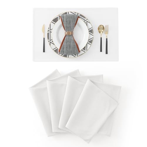 4 Piece 12 x 18 inch Soft Faux Linen Place Mats Heat Resistant Dining Table Place Mats Cloth Kitchen Table Mats 12x18 Pure White - color: Pure White, size: Rectangular Placemats 12" x 18"