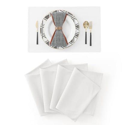 4 Piece 12 x 18 inch Soft Faux Linen Place Mats Heat Resistant Dining Table Place Mats Cloth Kitchen Table Mats 12x18 Pure White - color: Pure White, size: Rectangular Placemats 12" x 18"