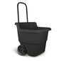 15-Gallon Rolling Lawn and Garden Utility Cart, Durable Resin Yard Wagon with Retractable Handle & 7-Inch Flat-Free Wheels for Outdoor Mulch, Dirt, and Debris Transport, Black