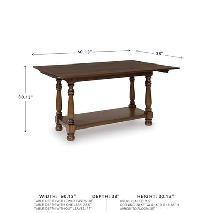 Signature Design by Ashley Sturlayne Flip Top Sofa Table, Expandable Console to Dining Table, Drop Leaf Design with Hardwood Solids, Space-Saving Multi-Use Furniture for Living Room, Brown - color: Brown, style: Sofa Table
