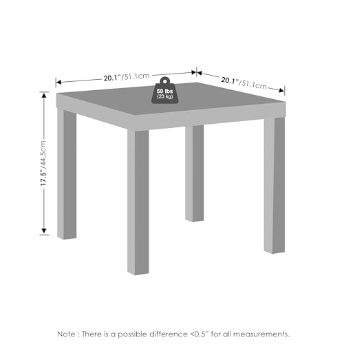 Furinno Classic Modern Coffee Table, Printer Stand, White | 1.8" Triple Thick Square Tabletop, Side Table with 4 Legs, for Living Room, Bedroom, Home Office - color: White, size: Square