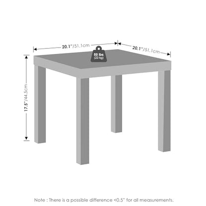 Furinno Classic Modern Coffee Table, Printer Stand, White | 1.8" Triple Thick Square Tabletop, Side Table with 4 Legs, for Living Room, Bedroom, Home Office - color: White, size: Square