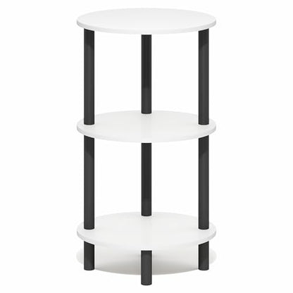 Furinno Turn-N-Tube Side Table, 3-Tier Oval End Table, Night Stand, Bedside Table, for Living Room, Bedroom, White/Black - color: White/Black, size: 1-Pack, Plastic Frame, 3-Tier, 27.6 Inches Tall
