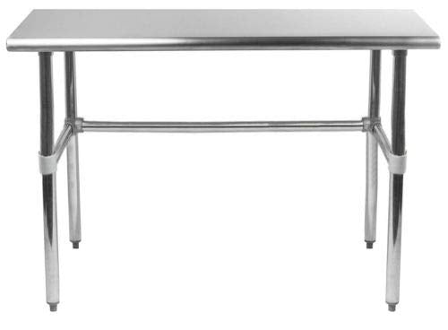 48" x 16" Open Base Stainless Steel Work Table | Commercial Prep Table with Galvanized Legs | NSF Certified - size: 48"x16"