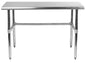 48" x 16" Open Base Stainless Steel Work Table | Commercial Prep Table with Galvanized Legs | NSF Certified - size: 48"x16"