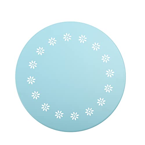 danpinera Outdoor Side Tables with Flower Cut Outs, Weather Resistant Steel Patio Side Table, Small Round Outdoor End Table Metal Side Table for Patio Yard Balcony Garden Blue - color: Blue