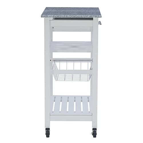 Linon Kitchen Island, White, 22.88 x 15.75 x 33.88 - color: White and Granite, style: Whitney