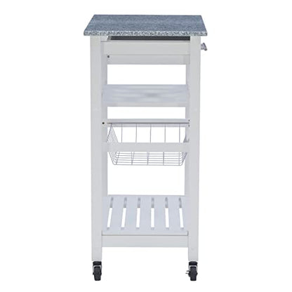 Linon Kitchen Island, White, 22.88 x 15.75 x 33.88 - color: White and Granite, style: Whitney