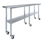 AmGood 84" Long x 18" Deep Stainless Steel Table with Casters - size: 84" Long x 18" Deep