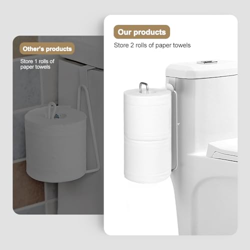Bathroom Toilet Paper Roll Holder for 2 Roll Tissue, Brushed Nickel,Over The Tank Toilet Paper Holder,Self Adhesive Wall Mount,Stainless Steel Toilet Paper Holder Storage 2pcs - color: J:hold 2 Rolls Tissue(2pcs,silver)