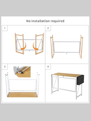 Modern Foldable Desk Writing Computer Desk, Beige, 39.4 inch - color: Beige, size: 39.4 inch
