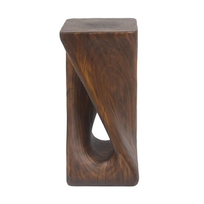 Merax Twist Shape MGO Accent Side Table, Unique Modern End Table with Wide Pedestal & Tabletop, Small Drink Tables for Living Room, Bedroom Night Stand Bedside Table, No Assembly Required, Brown - color: Brown, size: Twist Shaped
