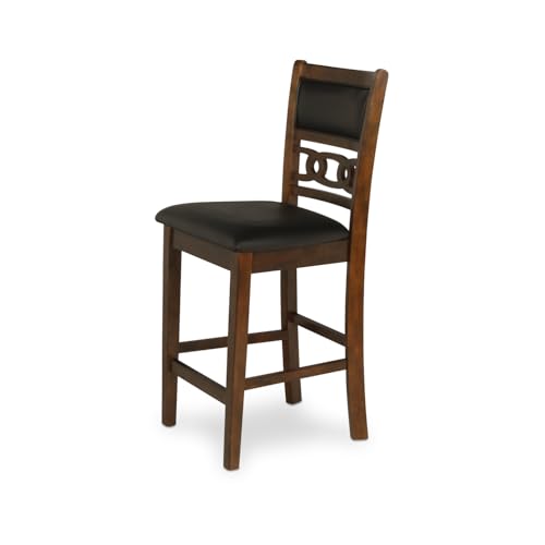New Classic Furniture Gia Counter Dining Chair (Set of Four), Black PU Upholstered Seat & Back Rest, Brown - color: Brown, size: Set of 4, style: Counter Chair