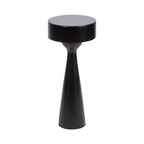 Kate and Laurel Solbrett Modern Sophisticated Round Drink Table; 10 x 10 x 22; Black; Contemporary Sculptural Bedroom Nightstand with Unique Pedestal Table Design for Use as Indoor Plant Stand - color: Black