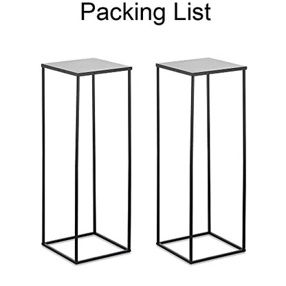 Black Tall Plant Stand: 31.5in, With Metal Panel, Packs of 2 | Columnar Cube Shape, Easy to Assembly, Flowers Cakes Drinks Display Table Centerpieces for Wedding Party Event - color: Black-2PSC, size: 31.5 inches - 2 Pcs