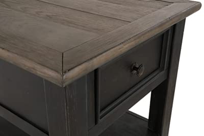 Signature Design by Ashley Tyler Creek Rustic End Table with Storage Drawer and Fixed Shelf, Brown & Black - color: Blackish Brown