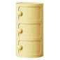 3 Tier Round Nightstand with Drawers, Plastic Yellow Nightstand Modern Round Bedside Table with Handles and Sliding Door for Bedroom, Living Room - color: Yellow