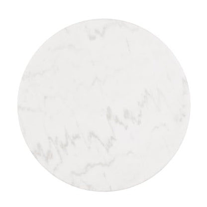 Furniture of America Beryl Modern Round White Genuine Marble Top End Table with Fluted Pedestal Base and Gold Stainless Steel Accent, Low Profile Table for Living Room, Home Office, Black - size: End Table, style: Round