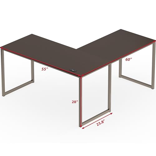 SHW Mission 55 x 60 Inches L-Shape Home Office Computer Desk, Espresso - color: Espresso, size: 55-Inch L-Shaped