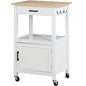 Nova Microdermabrasion Kitchen Island Cart on Wheels, Rolling Kitchen Cart with Single Door Cabinet, Mobile Small Coffee Cart Microwave Oven Cart Serving Cart for Dining Room, White