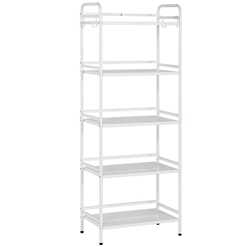 HDANI Storage Shelves,5-Tier Metal Storage Rack with Shelf,Shelf Organizer,Garage Standing Shelving Unit for Laundry,Bathroom,Kitchen,Pantry, Closet,23.6''W X 13.8''D X 63''H,White - color: White, size: 5-Tier