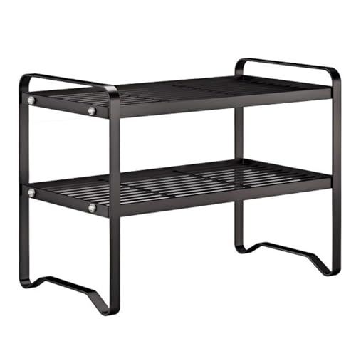 Metal Wire Cabinet Shelf - Multi-Functional 2-Tier 16" L Storage Rack for Kitchen, Pantry, Countertop & Under Cabinet - Spice Holder, Bookshelf & Cup Display Stand, Black - color: Black, size: 2-Tier 16" L