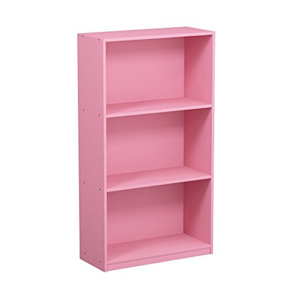 Furinno BASIC Book Shelf, 3-Tier Modern Bookshelf, Bookcase with Open Shelves, 9.3 x 21.8 x 39.5, for Living Room, Bedroom, Home Office, Pink - color: Pink, size: 3-Tier