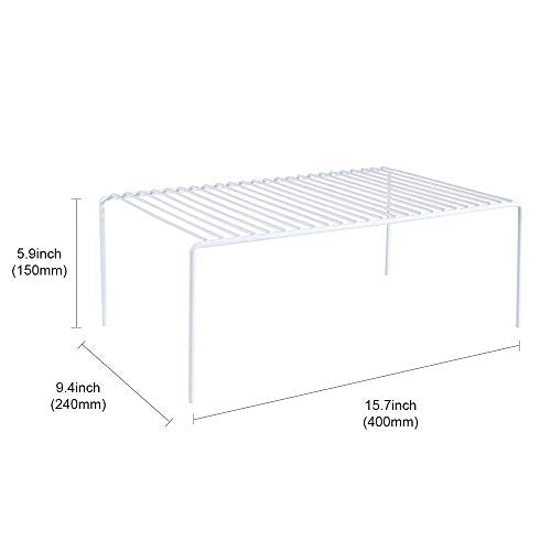 Redrubbit Large (15.7 x 9.4 Inch) Cabinet Storage Shelf Rack, Set of 6, Rustproof, Minimalist, White, Metal Steel, 6 Shelves, Kitchen, Bathroom, Bedroom, Freestanding, No Assembly Required - color: White