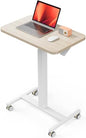 ErGear Mobile Small Standing Desk, Enhanced Adjustable Height Computer Workstations, Portable Rolling Laptop Desk with 4 Lockable Wheels for Home Office & Classroom, Light Walnut - color: Light Walnut