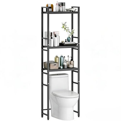 1 Set Over The Toilet Storage, 3-Tier Bathroom Laundry Storage Rack Space-Saving Organizer Household Supplies (Black-S) - color: Black-s