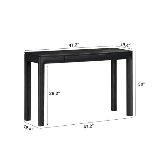 NTC Flow 47-Inch Console Table, Modern Solid Wood Entryway Table with Hidden Drawer, Waterproof & Heat Resistant, Narrow Table for Hallway, Living Room & Foyer, Burnt Black - color: Burnt Black, size: 47 Inch, style: Console