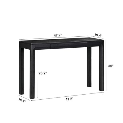 NTC Flow 47-Inch Console Table, Modern Solid Wood Entryway Table with Hidden Drawer, Waterproof & Heat Resistant, Narrow Table for Hallway, Living Room & Foyer, Burnt Black - color: Burnt Black, size: 47 Inch, style: Console