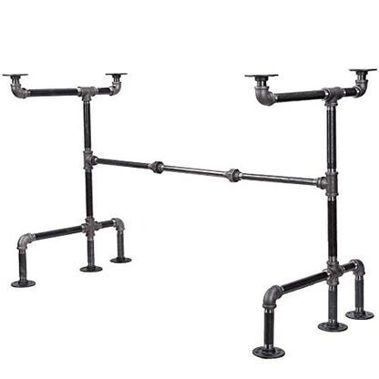 PIPE DECOR Industrial Pipe Desk Leg Set, Modern Home Office Writing or Computer Base Kit, Dark Grey Unfinished Steel Metal Pipe Legs, M-Desk Style - size: M Desk Unfinished 3/4-in and 1/2-in