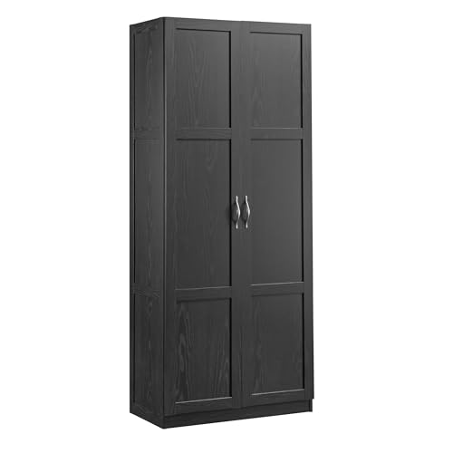 Sauder Tall Storage Cabinet, Black, 4 Adjustable Shelves, Multi-Room Use - color: Black