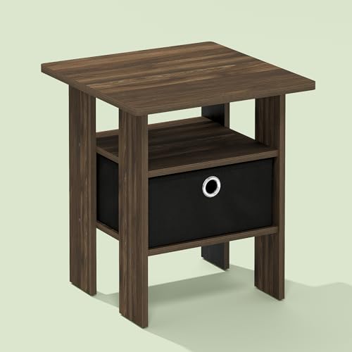 Ipoh End Table, Nightstand, Side Table with Bin Drawer for Small Spaces, Living Room, Bedroom, Chestnut/Dark Brown - color: Chestnut/Dark Brown