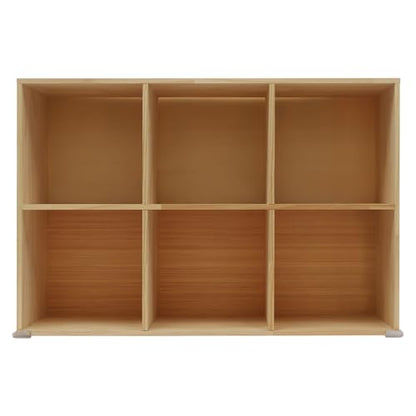 Wooden 6 Cube Shelf Bookcase, Floorstanding Bookshelf with Open Compartments & Back Panel 35.43x11.81x23.62 Inch, Solid Wood Cube Storage Organizer for Living Room, Bedroom, Home Office - size: 6 Cube