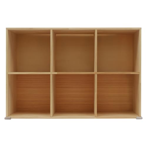 6 Cube Bookcase, 2-Tier Solid Wood Storage Organizer, Floor Standing Display Cabinet Bookshelf with Back Panels, Open Shelf for Bedroom, Living Room, Office 35.4"W X 11.8"D X 23.6"H (Wood)
