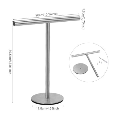 2 pcs T-Shape Towel Holder, Towel Rack Stand for Bathroom Vanity Countertop, Towel Bar for Bathroom Kitchen (Silvery) - color: Silvery-2pcs