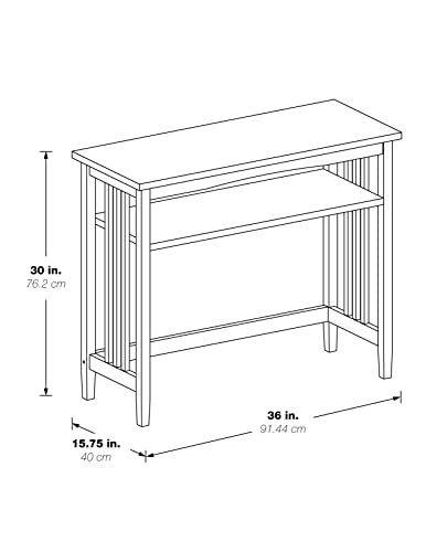 OSP Home Furnishings Sierra 36-Inch Sofa Table with Lower Storage Shelf and Mission Style Side Panels, Ash Brown